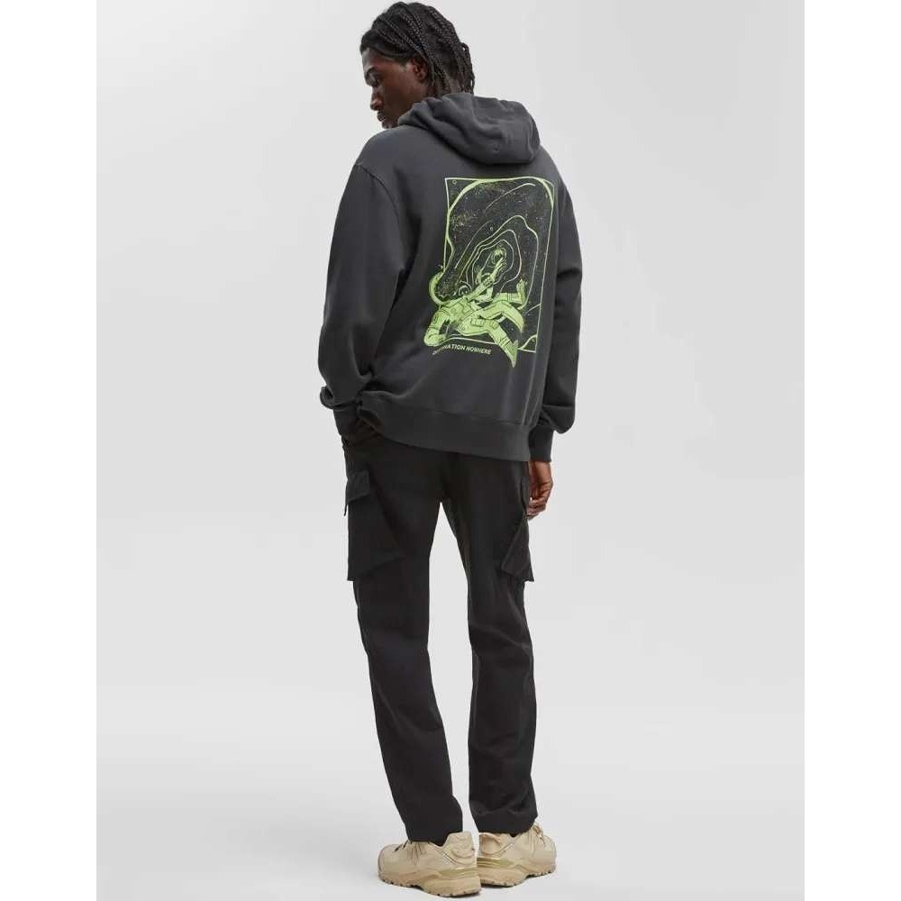 Mode of One Mens Oversized Fleece Hoodie‎ Jet Grey Destination Nowhere XXL